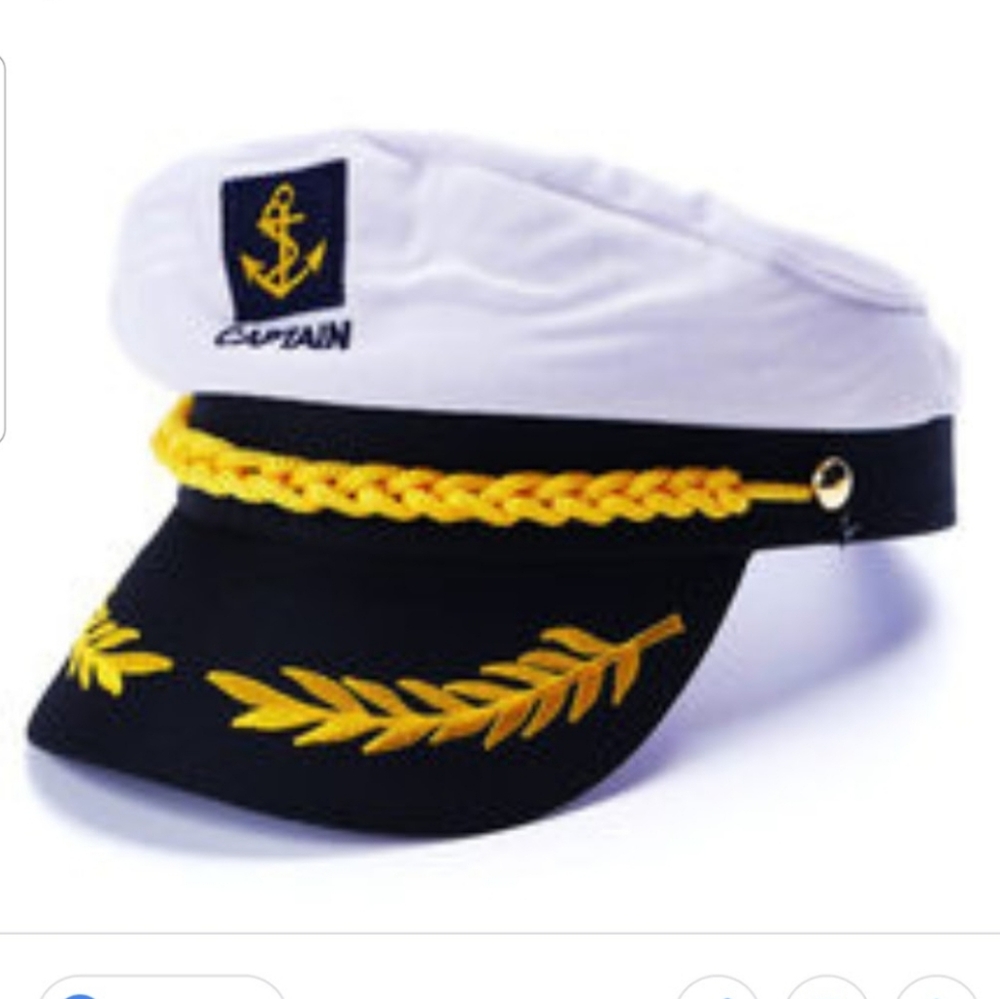 Nautical Captain Hat with Gold Embroidery